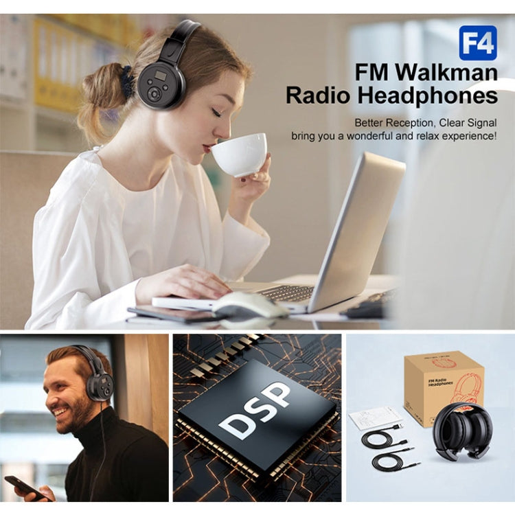 F4 Display digitale Scansione automatica Radio FM pieghevole Cuffia, Charging Version, Battery Version