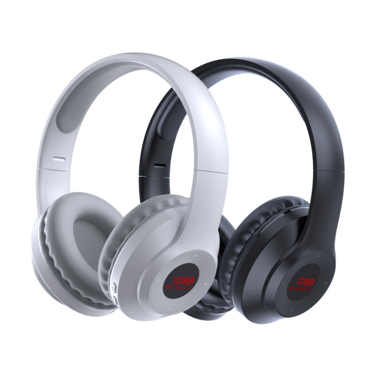 X5 Cuffie radio FM con display digitale portatile e pieghevoli, Charging White, Charging Black, Bluetooth White
