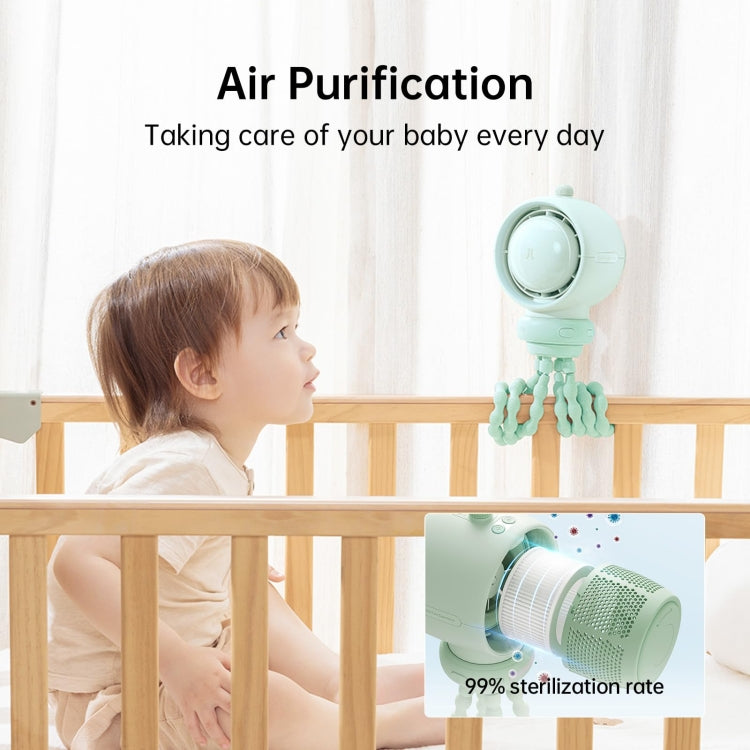 Ventilatore per passeggino JisuLife Life2S Ventilatore per passeggino ad alta velocità con risparmio energetico Mini ventilatore Octopus senza pale con testa oscillante Ventilatore purificatore dell'aria, Life2S