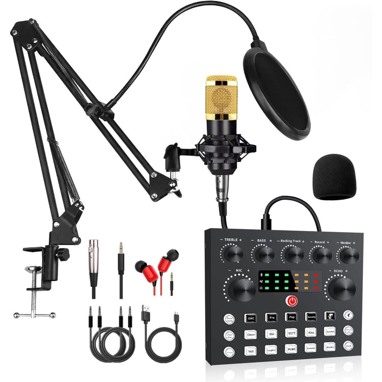 V8S Audio Mixer Live Voice Changer Scheda audio esterna, Black, Gold Triangle Set, Black Triangle Set, Gold Cantilever Set, Black Cantilever Set, Gold Cantilever+Lamp