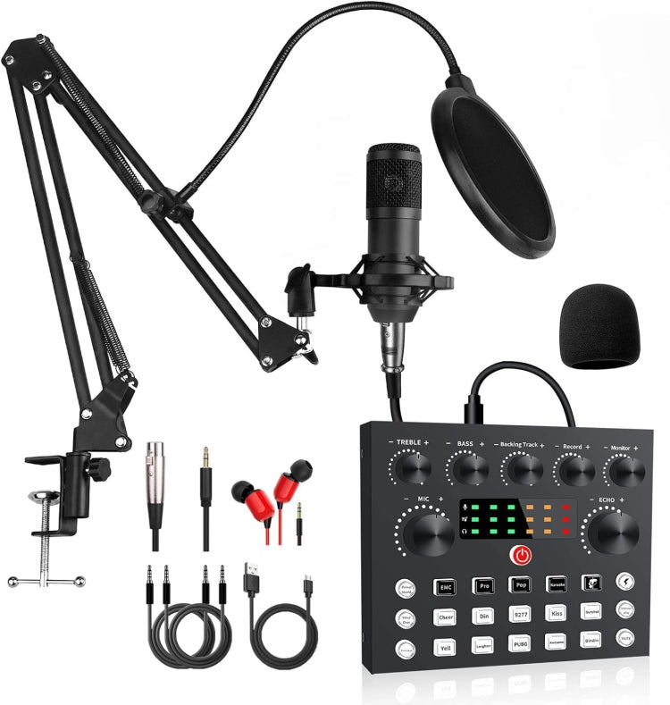 V8S Audio Mixer Live Voice Changer Scheda audio esterna, Black, Gold Triangle Set, Black Triangle Set, Gold Cantilever Set, Black Cantilever Set, Gold Cantilever+Lamp