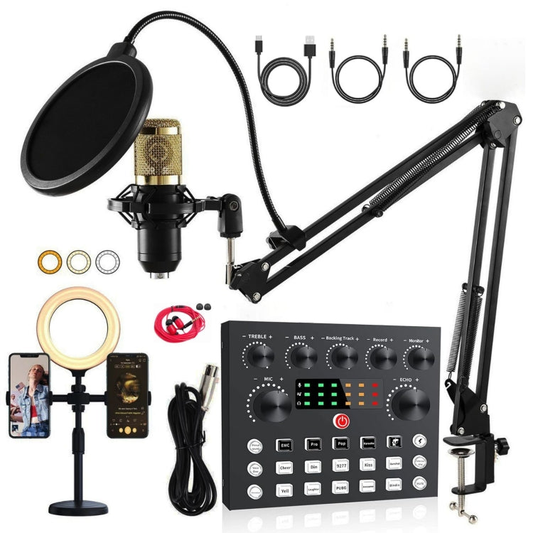 V8S Audio Mixer Live Voice Changer Scheda audio esterna, Black, Gold Triangle Set, Black Triangle Set, Gold Cantilever Set, Black Cantilever Set, Gold Cantilever+Lamp