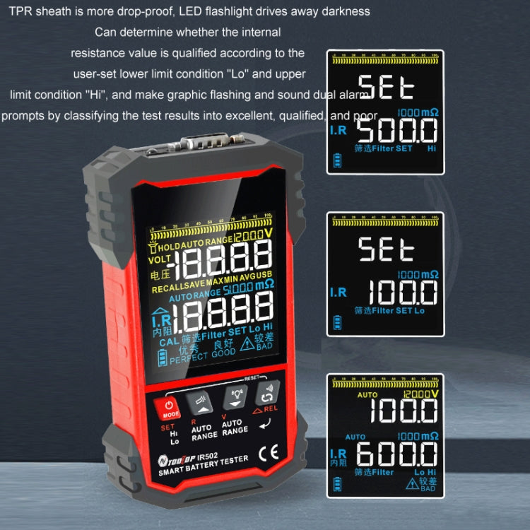 Tester di resistenza interna della batteria Tester per batterie alcaline al piombo e al litio, IR500, IR502