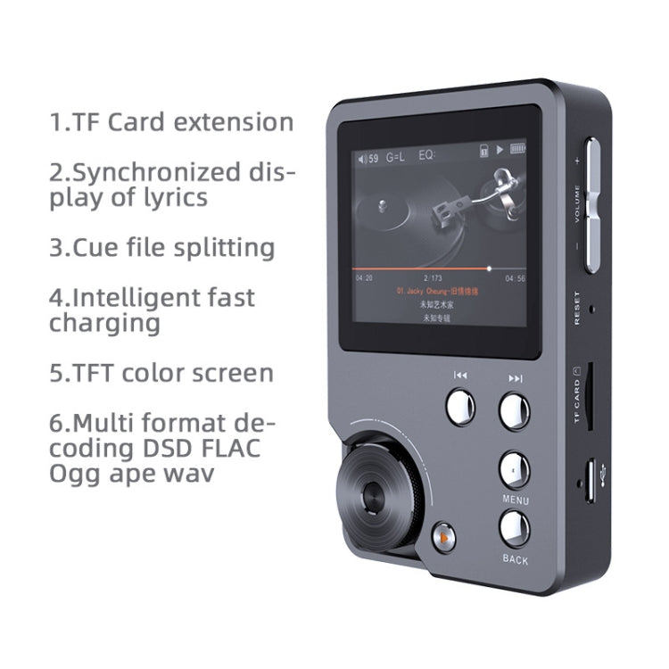 Lettore musicale HIFI Lossless DSD256 MP3 sportivo, Without TF Card, With 64GB TF Card, With 128GB TF Card