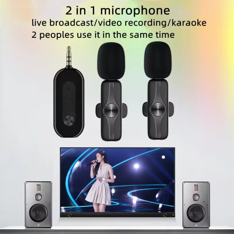 Ricevitore da 3,5 mm Microfono Lavalier wireless Set treppiede con luce di riempimento da 9 pollici per fotografia dal vivo, Single Mic, Double Mic