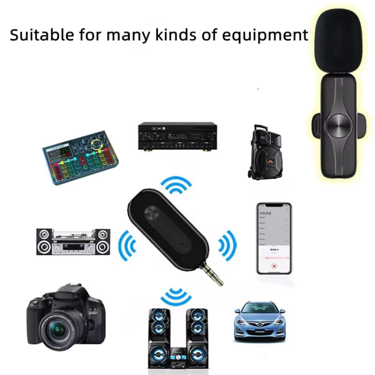 Ricevitore da 3,5 mm Microfono Lavalier wireless Set treppiede con luce di riempimento da 9 pollici per fotografia dal vivo, Single Mic, Double Mic