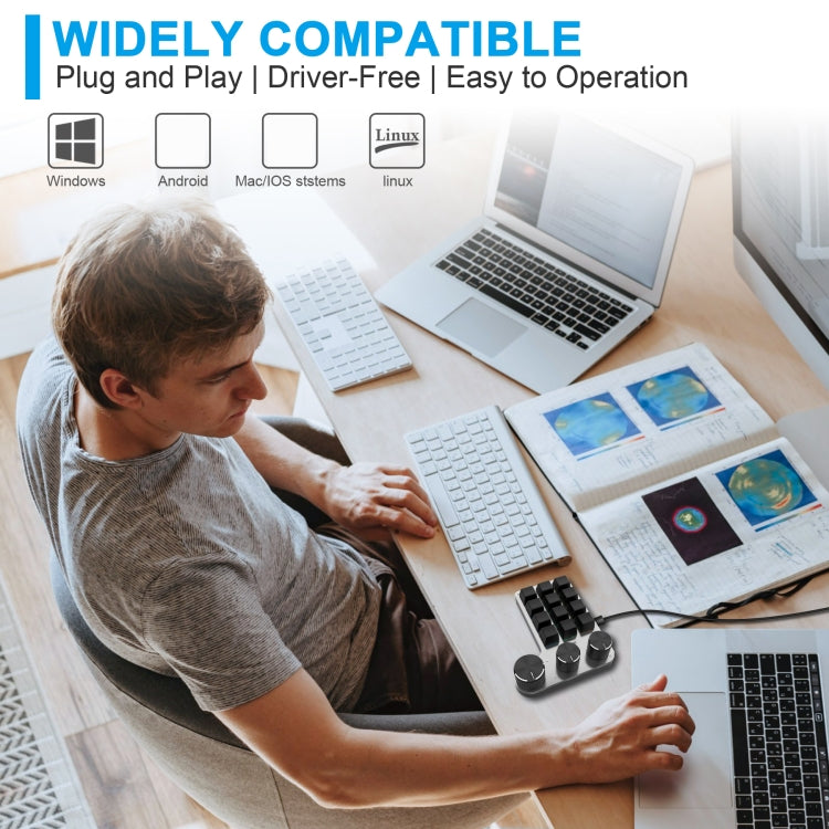 Tastiera di programmazione con disegno personalizzato a 3 manopole cablate a 12 tasti con modulazione del volume, 12 Keys+3 Knobs