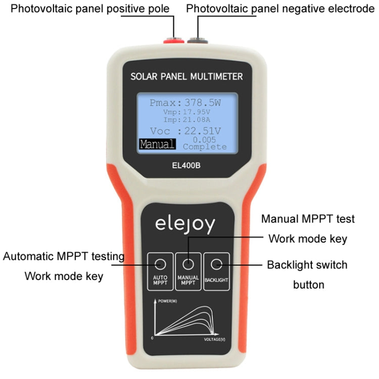elejoy MPPT pannello solare fotovoltaico multimetro, EL400B