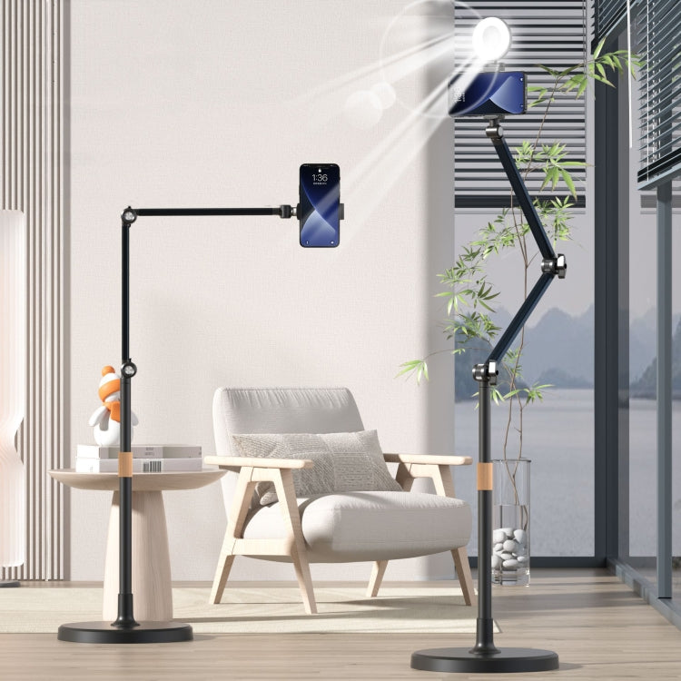 Supporto da pavimento per telefono cellulare da 1,7 m Supporto per riprese dall'alto Supporto pigro retrattile, Only Stand, With Fill Light, With Remote Control, With Control+Light