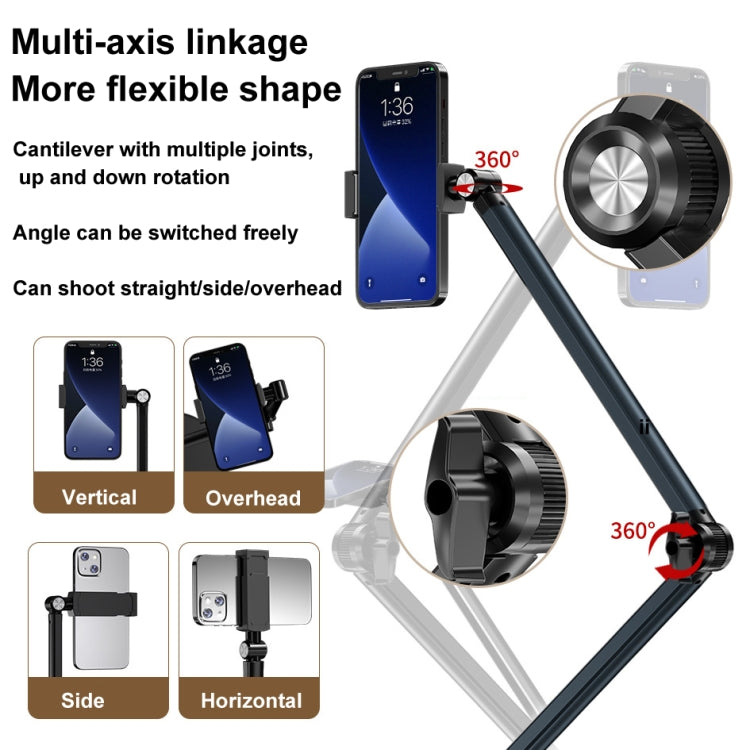 Supporto da pavimento per telefono cellulare da 1,7 m Supporto per riprese dall'alto Supporto pigro retrattile, Only Stand, With Fill Light, With Remote Control, With Control+Light