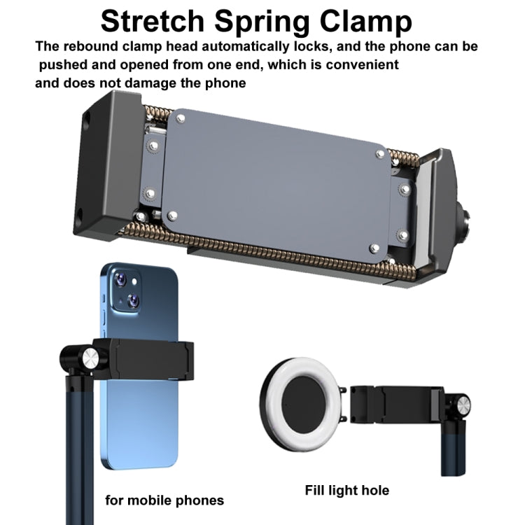 Supporto da pavimento per telefono cellulare da 1,7 m Supporto per riprese dall'alto Supporto pigro retrattile, Only Stand, With Fill Light, With Remote Control, With Control+Light