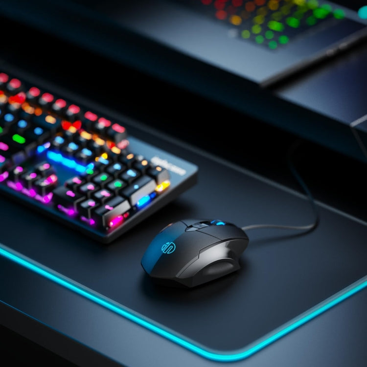 Mouse da gioco per computer Inphic PW1H cablato silenzioso illuminato a 6 pulsanti