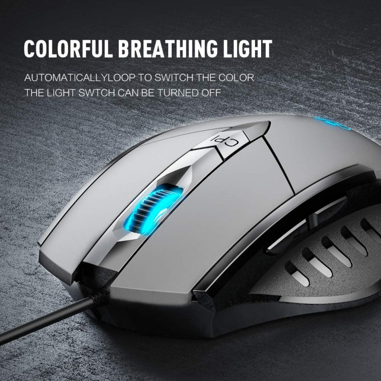 Mouse da gioco per computer Inphic PW1H cablato silenzioso illuminato a 6 pulsanti