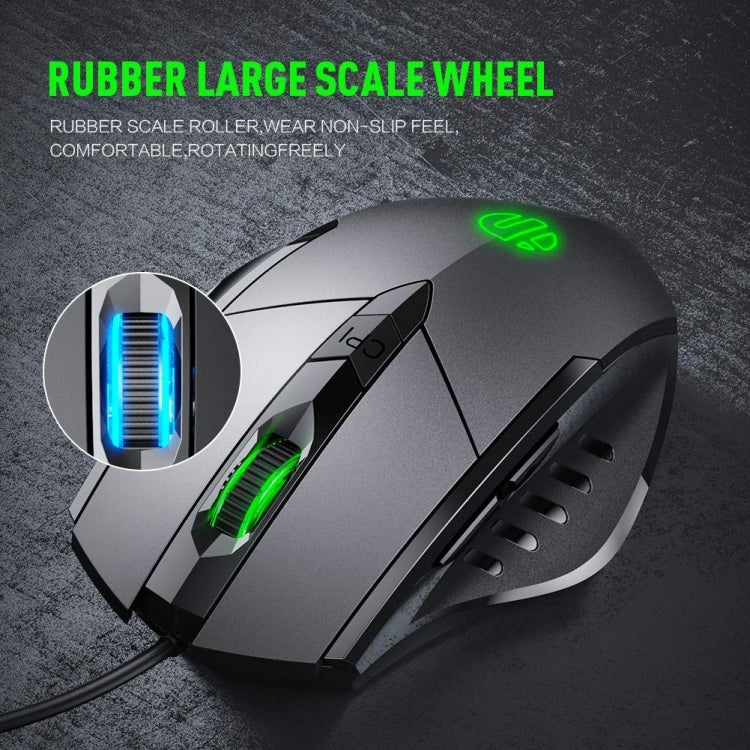 Mouse da gioco per computer Inphic PW1H cablato silenzioso illuminato a 6 pulsanti