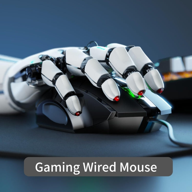 Mouse da gioco per computer Inphic PW1H cablato silenzioso illuminato a 6 pulsanti