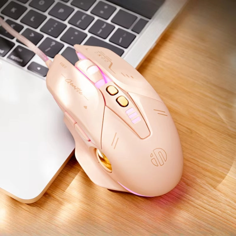 Mouse da gioco cablato Inphic W8 aggiornato con definizione macro emissione di luce mouse per computer muto, W8