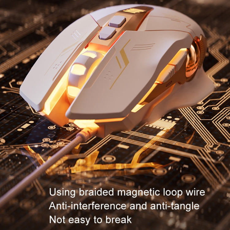 Mouse da gioco cablato Inphic W8 aggiornato con definizione macro emissione di luce mouse per computer muto, W8