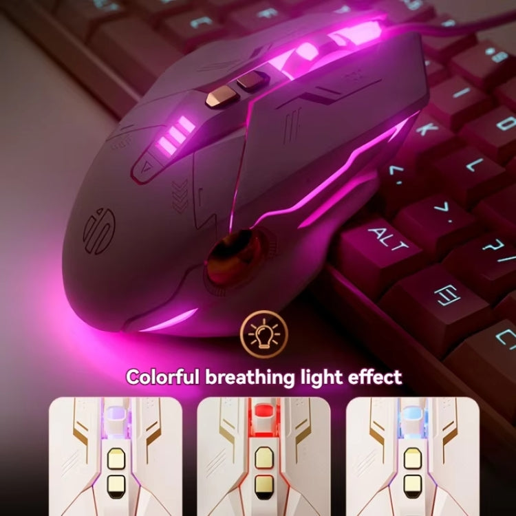 Mouse da gioco cablato Inphic W8 aggiornato con definizione macro emissione di luce mouse per computer muto, W8