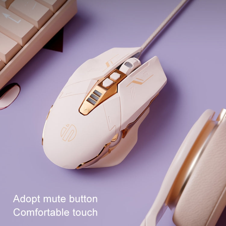 Mouse da gioco cablato Inphic W8 aggiornato con definizione macro emissione di luce mouse per computer muto, W8