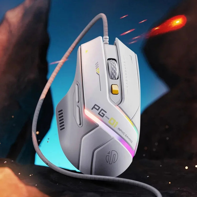 Mouse cablato per giochi per computer con emissione di luce RGB Inphic PG1, PG1