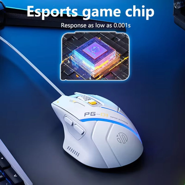 Mouse cablato per giochi per computer con emissione di luce RGB Inphic PG1, PG1