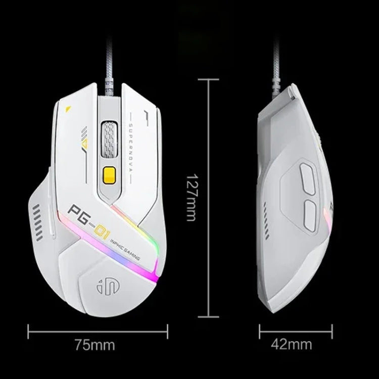 Mouse cablato per giochi per computer con emissione di luce RGB Inphic PG1, PG1
