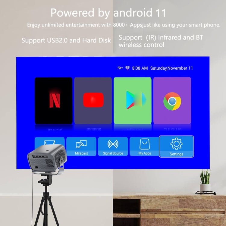 Proiettore portatile Android intelligente 4K, US Plug, UK Plug, EU Plug, AU Plug
