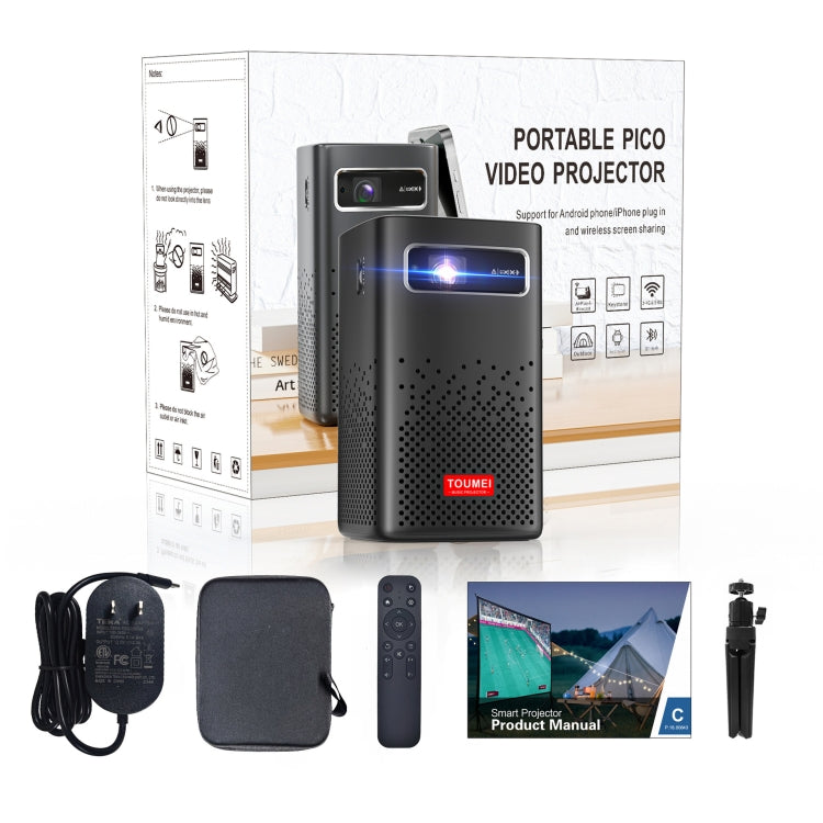 Proiettore musicale domestico 4K HD portatile per esterni TOUMEI C900 con batteria integrata, US Plug, EU Plug, UK Plug