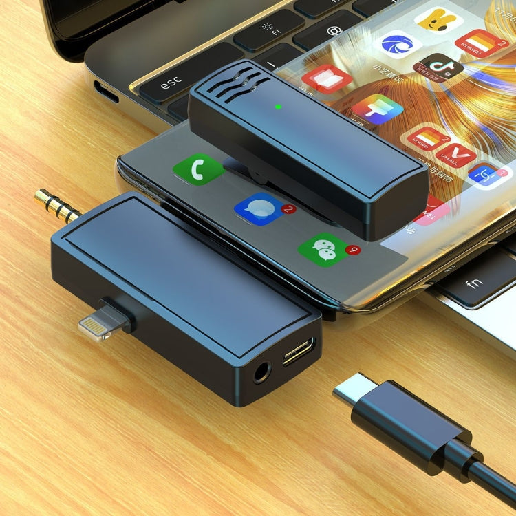 Microfono Lavalier wireless 3 in 1 per iPhone Type-C / USB-C Jack da 3,5 mm Smartphone Fotocamera SLR PC, 1 Drag 1, 1 Drag 2