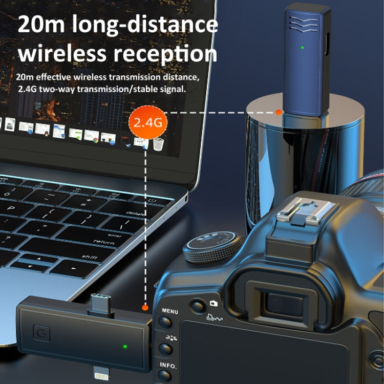 Microfono Lavalier wireless 3 in 1 per iPhone Type-C / USB-C Jack da 3,5 mm Smartphone Fotocamera SLR PC, 1 Drag 1, 1 Drag 2
