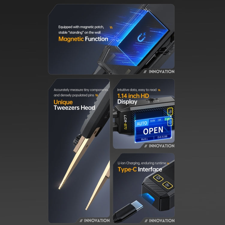 FNIRSI Pinzette digitali Resistore Condensatore Componente Test Multimetro