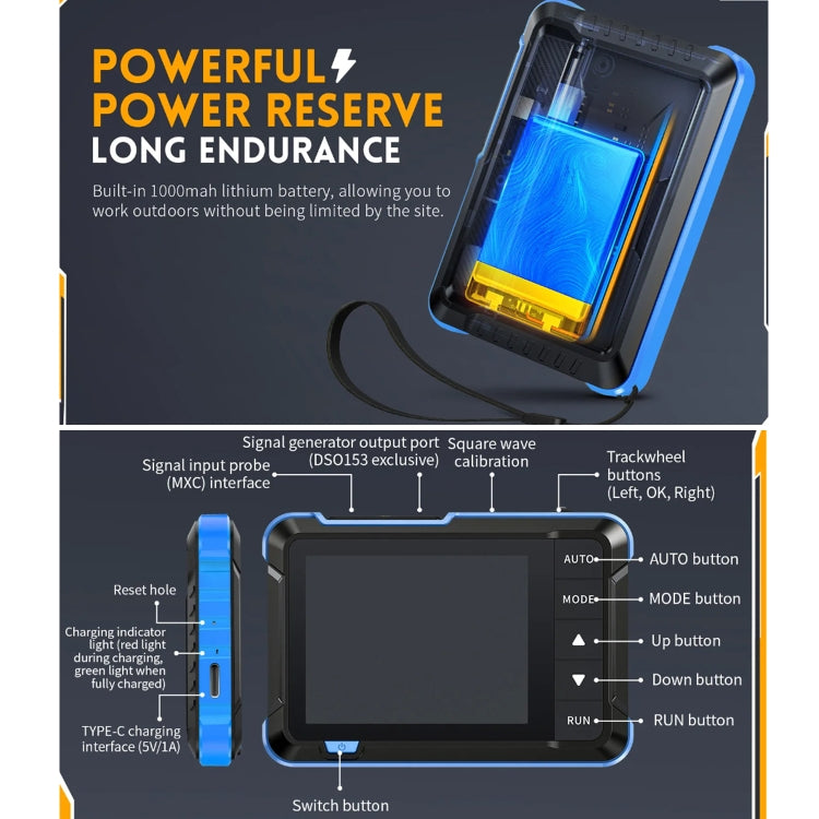 FNIRSI 2 in 1 Mini generatore di segnale oscilloscopio digitale portatile, Standard, Upgrade