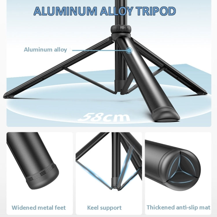 Selfie stick con treppiede in metallo da 2 m con 4 interfacce di espansione e luce di riempimento D07 per fotocamera del telefono, With D07 Fill Light