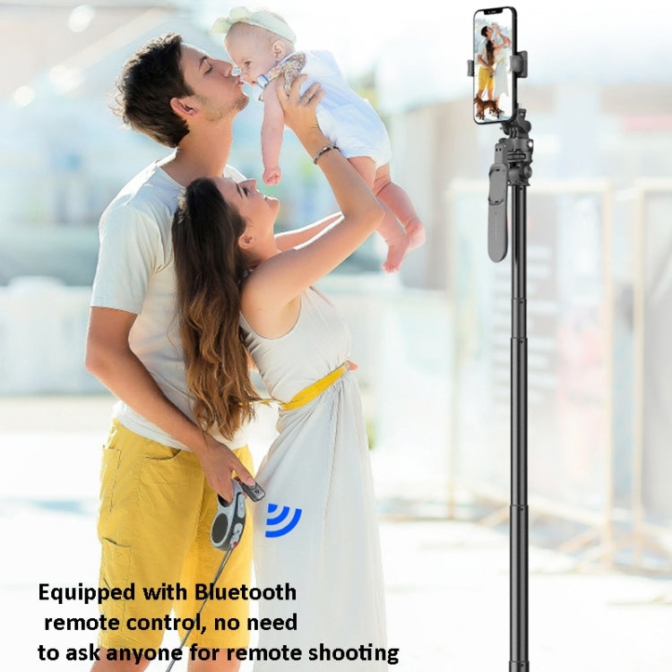 Selfie stick con treppiede in metallo da 2 m con 4 interfacce di espansione e luce di riempimento D07 per fotocamera del telefono, With D07 Fill Light