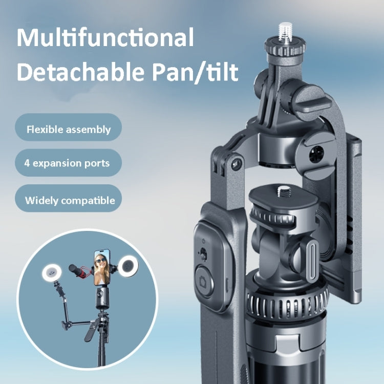 Selfie stick con treppiede in metallo da 2 m con 4 interfacce di espansione e luce di riempimento D07 per fotocamera del telefono, With D07 Fill Light