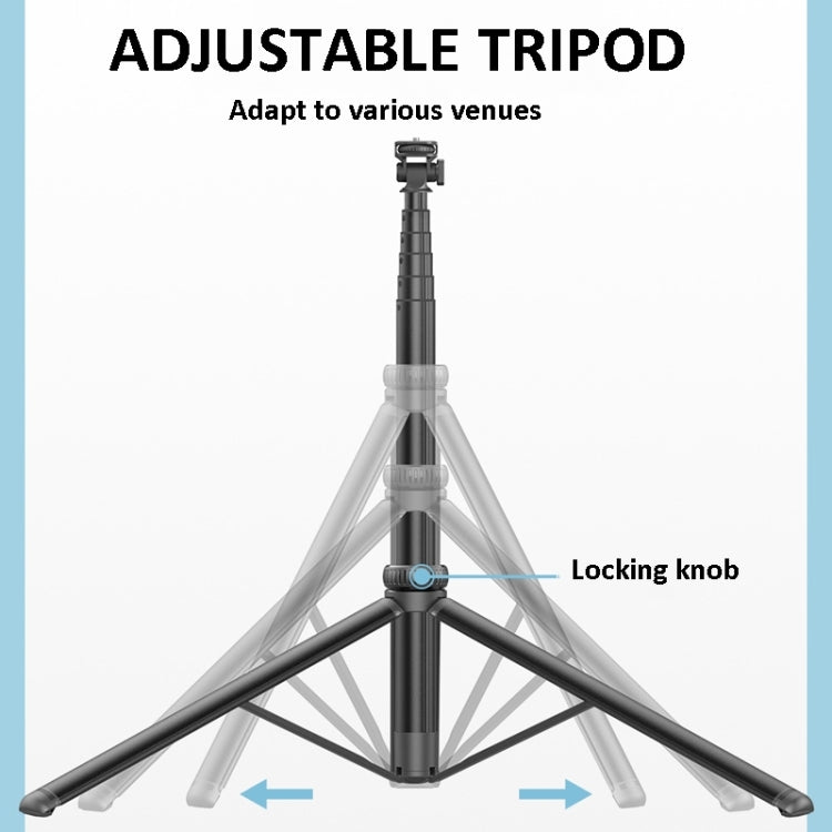 Selfie stick con treppiede in metallo da 2 m con 4 interfacce di espansione e luce di riempimento D07 per fotocamera del telefono, With D07 Fill Light