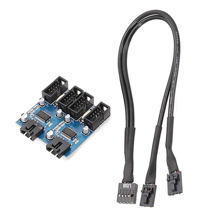 Cavo di estensione USB2.0 1 in 4 da 9 pin per scheda madre con supporto chip, interfaccia multipla per uso condiviso, 1 In 4