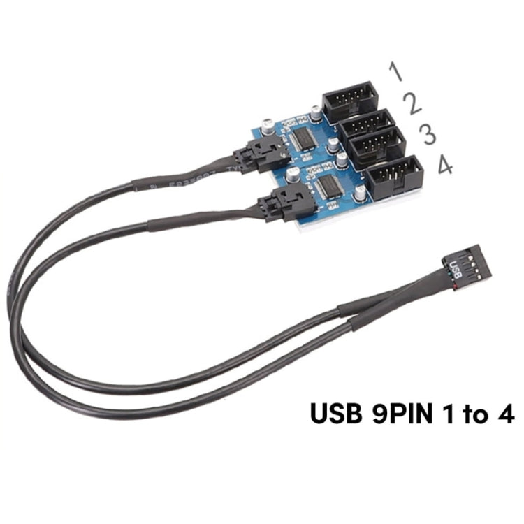 Cavo di estensione USB2.0 1 in 4 da 9 pin per scheda madre con supporto chip, interfaccia multipla per uso condiviso, 1 In 4