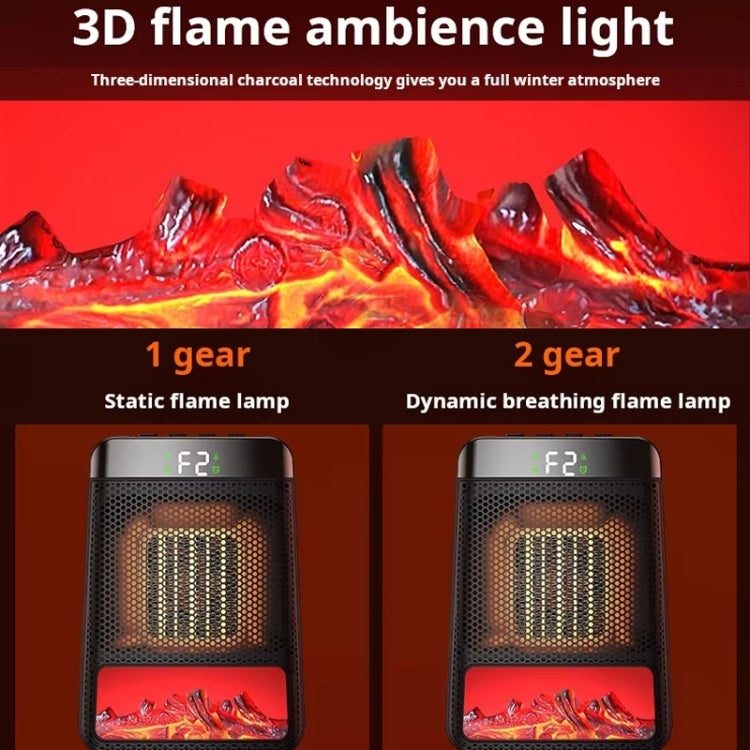 Riscaldatore PTC da tavolo E03 con luce a fiamma dinamica, US Plug, EU Plug, UK Plug