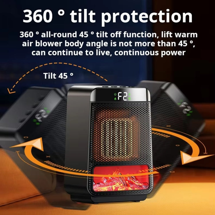 Riscaldatore PTC da tavolo E03 con luce a fiamma dinamica, US Plug, EU Plug, UK Plug