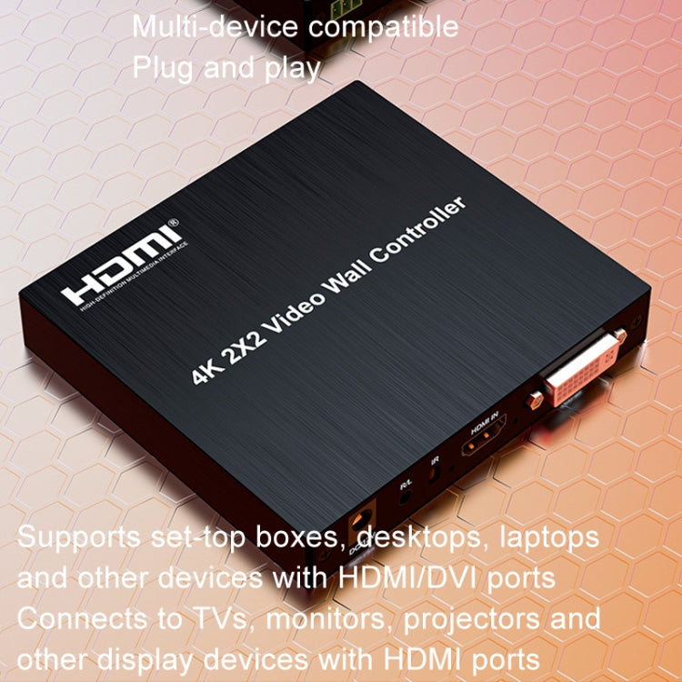 Supporto video HD Splice HDMI 4K 2x2 Ingresso HDMI / DVI Uscita HDMI 4CH, 4K With US Plug, 4K With EU Plug, 4K With UK Plug