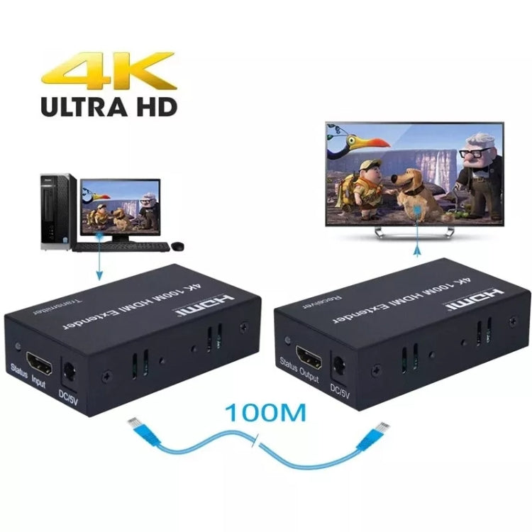 Cavo Ethernet singolo HDMI a RJ45, amplificatore di segnale per cavo 4K HD, prolunga da 100 m, US Plug, UK Plug, EU Plug