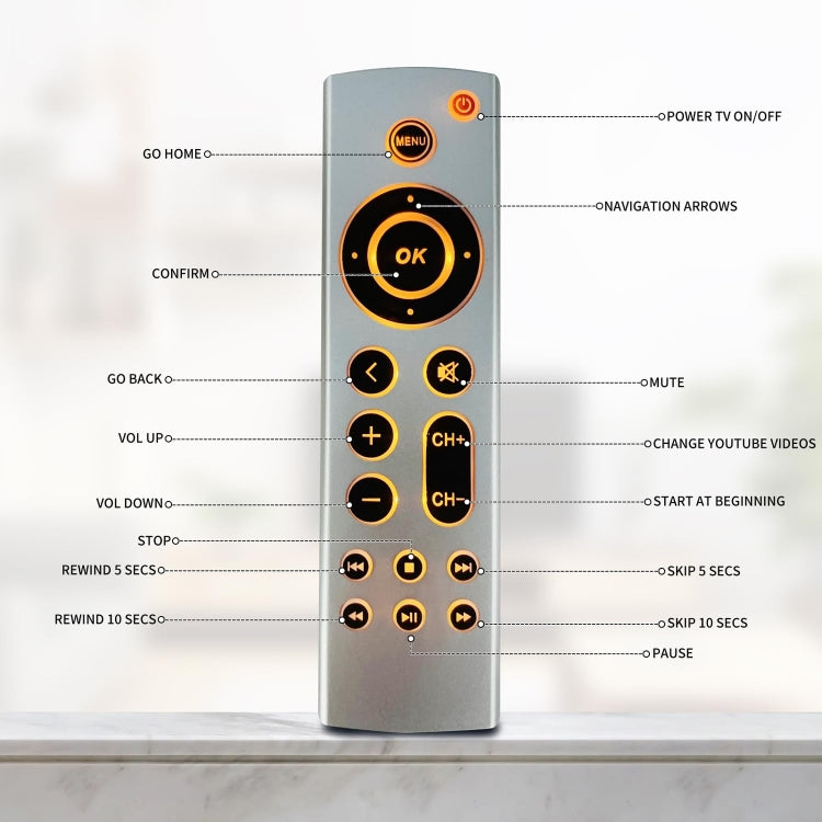 Per Apple TV Telecomando 4K / HD A2169 A1842 A1625 Stile retroilluminazione senza voce, Backlight Style