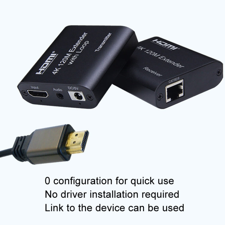 Cavo di rete singolo HDMI a RJ45 da 120 m, estensore di rete HD 4K, ricevitore+trasmettitore, US Plug, UK Plug, EU Plug