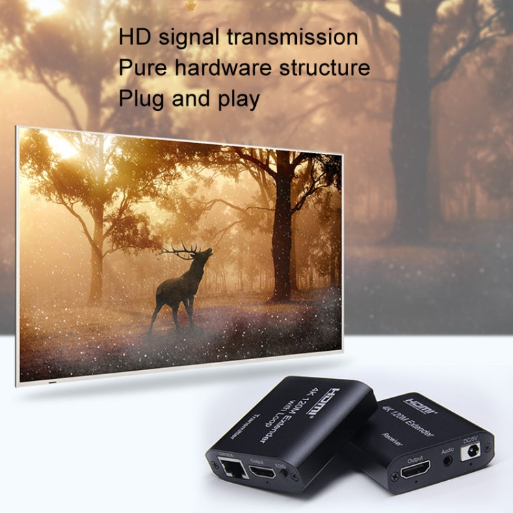 Cavo di rete singolo HDMI a RJ45 da 120 m, estensore di rete HD 4K, ricevitore+trasmettitore, US Plug, UK Plug, EU Plug