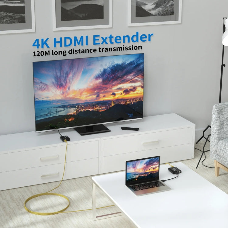 Cavo di rete singolo HDMI a RJ45 da 120 m, estensore di rete HD 4K, ricevitore+trasmettitore, US Plug, UK Plug, EU Plug
