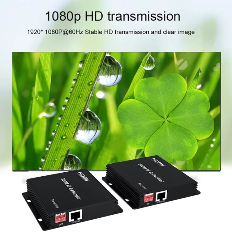 Extender HDMI IP 300M Trasmissione video HD, trasmettitore + ricevitore, US Plug, UK Plug, EU Plug