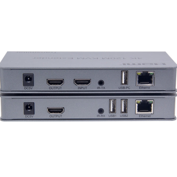 KVM 120m 4K HD Extender Computer Mouse Tastiera HDMI Singolo Cavo Ethernet Trasmettitore + Ricevitore, US Plug, UK Plug, EU Plug