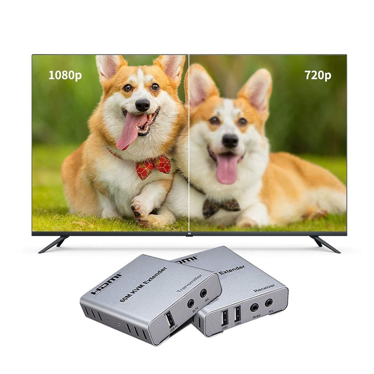 Cavo di estensione di rete HDMI KVM 60m con trasmettitore+ricevitore audio/video, spina USA, 60m