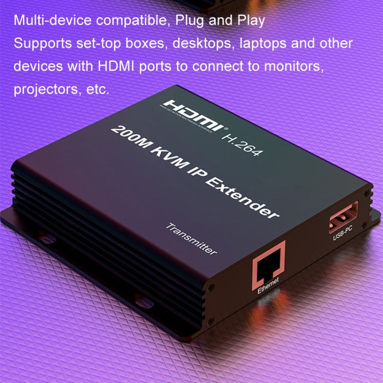 Cavo di estensione di rete IP KVM HDMI da 200 m, estensione di tastiera mouse H.264, US Plug, UK Plug, EU Plug